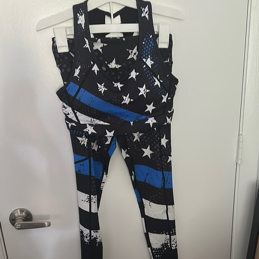 Black and Blue Star Pattern Leggings